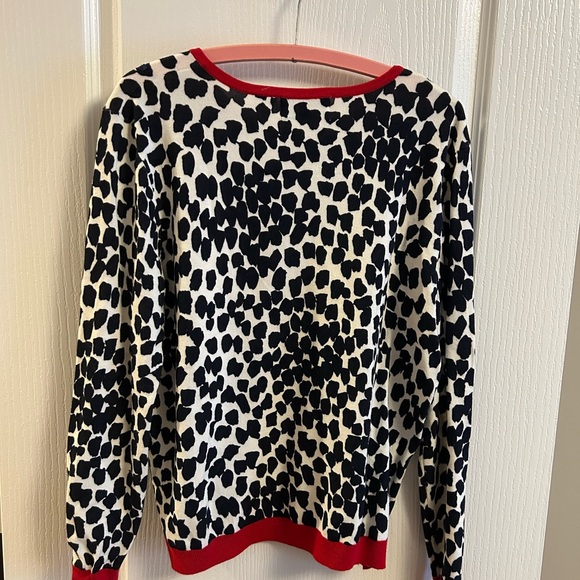 Alfred Dunner Leopard Print Cardigan in Black, White, and Red - Picture 5 of 5